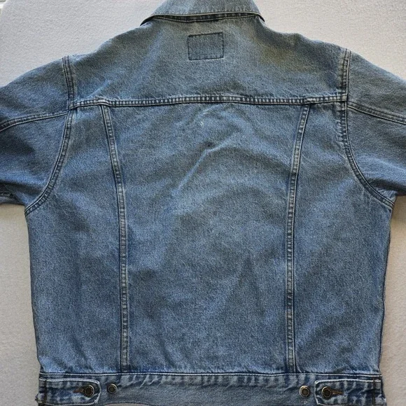 Vintage Wrangler HERO Denim Trucker Jacket M Blue Y2K Distressed 90s Streetwear - Picture 6 of 16
